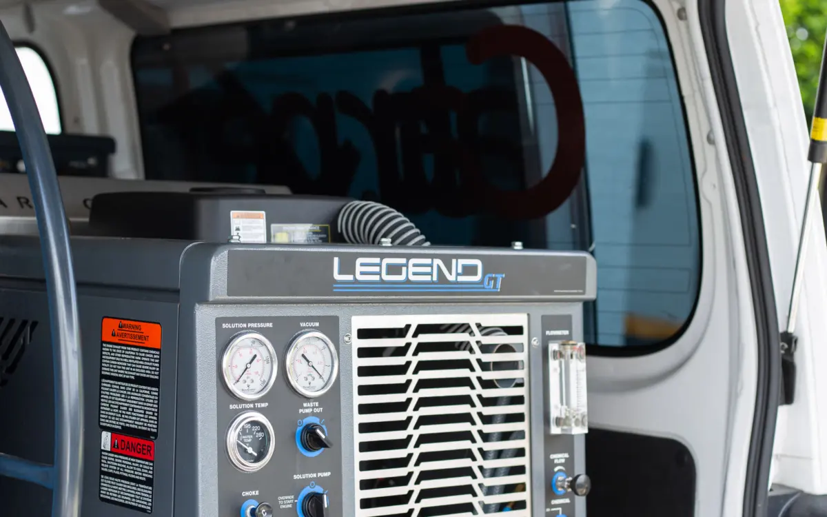 Carpet Lab truck-mounted carpet cleaning machine inside the service van